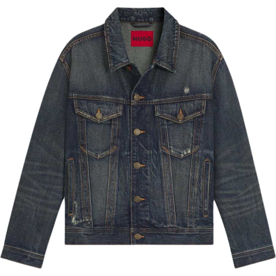 HUGO BOSS Denim Jackets Men's Blue Lapel Moderate Other