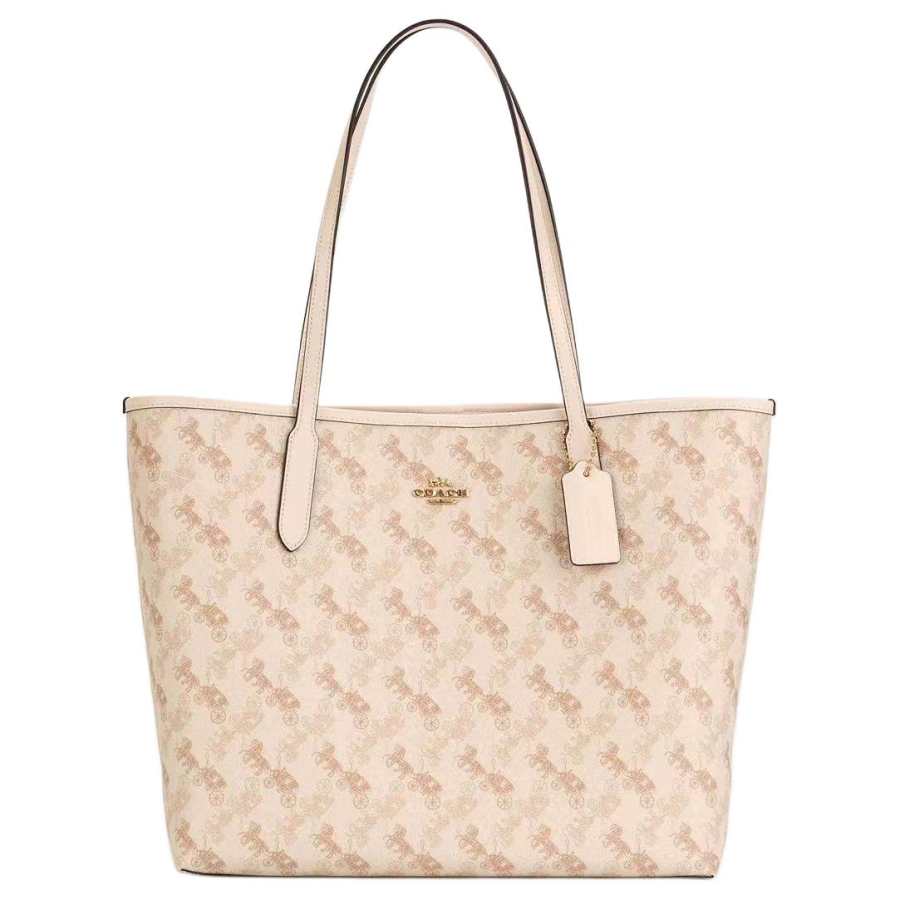 COACH City Artificial Leather Tote Bag, Shopping Bag, Handbag, Shoulder Bag Large Women's Beige