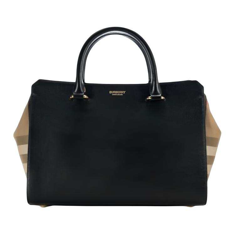 Burberry Leather Tote Bag, Shopping Bag, Handbag Small Women's Black
