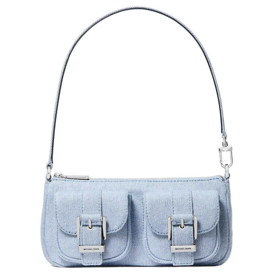 MICHAEL KORS Zoe Denim Shoulder Bag Small Women's Haze Blue