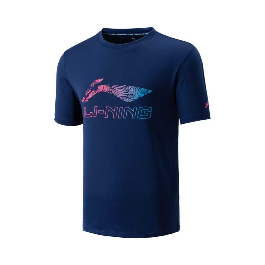 Li-Ning Li Ning Badminton Collection T Shirt Unisex Dark Purple Blue