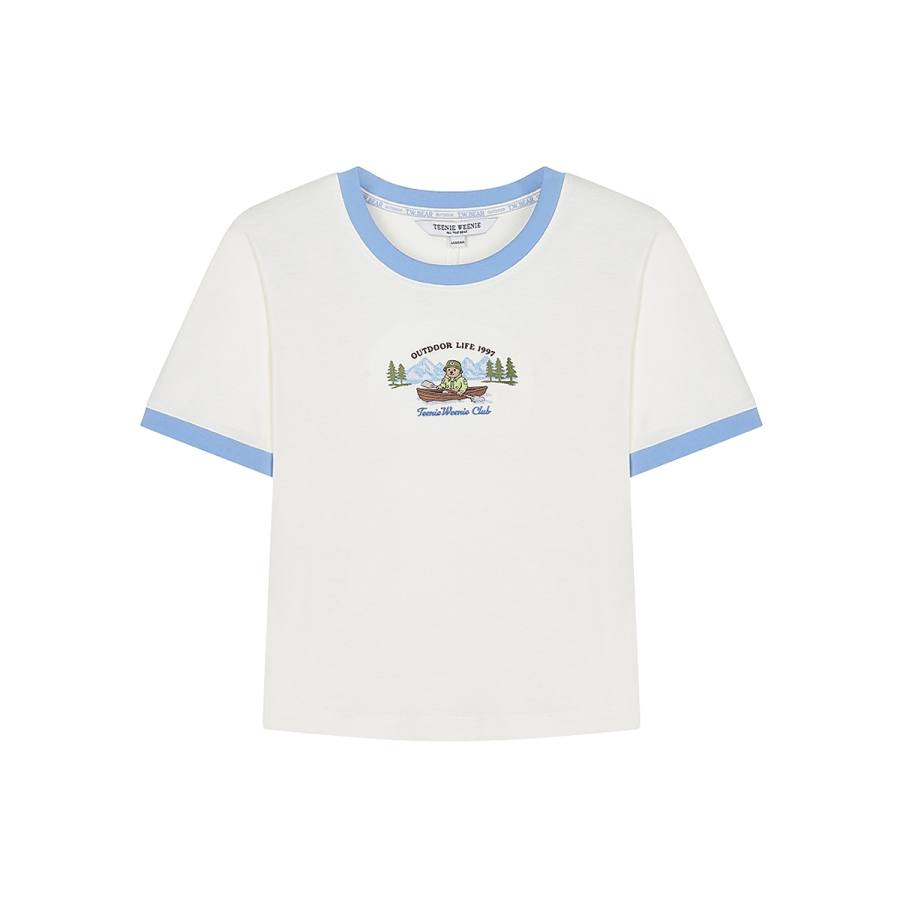 Teenie Weenie T Shirts Women's Ivory Crew Neck Moderate Straight Fit