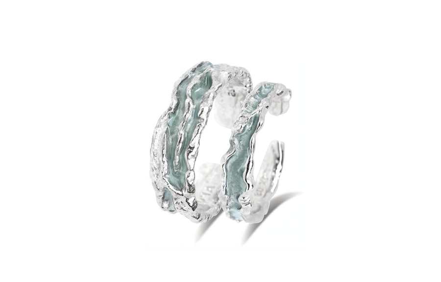 Muyan Rings Unisex Mountain And Sea Ripple Couple Ring