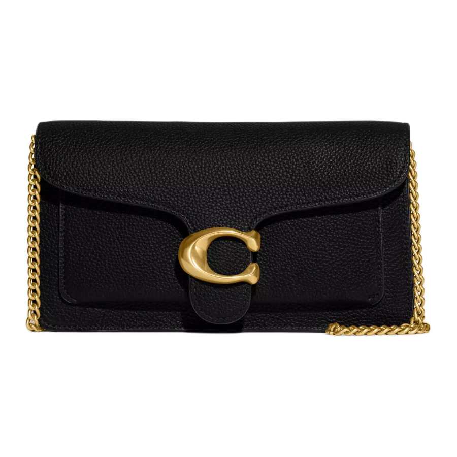 COACH Chain Cow Leather One Shoulder Crossbody Clutch Small Women's Black