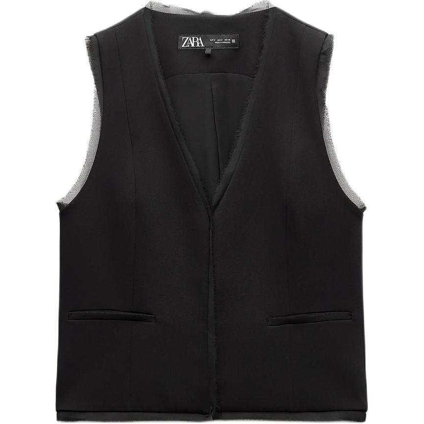 ZARA Tank Tops Women's Black V Neck Moderate Other