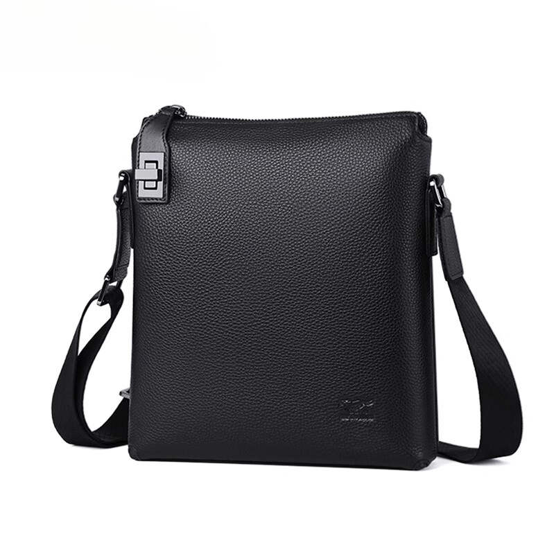 SEPTWOLVES Cow Leather Shoulder Bag, Crossbody Bag Medium Men's Black/Coffee