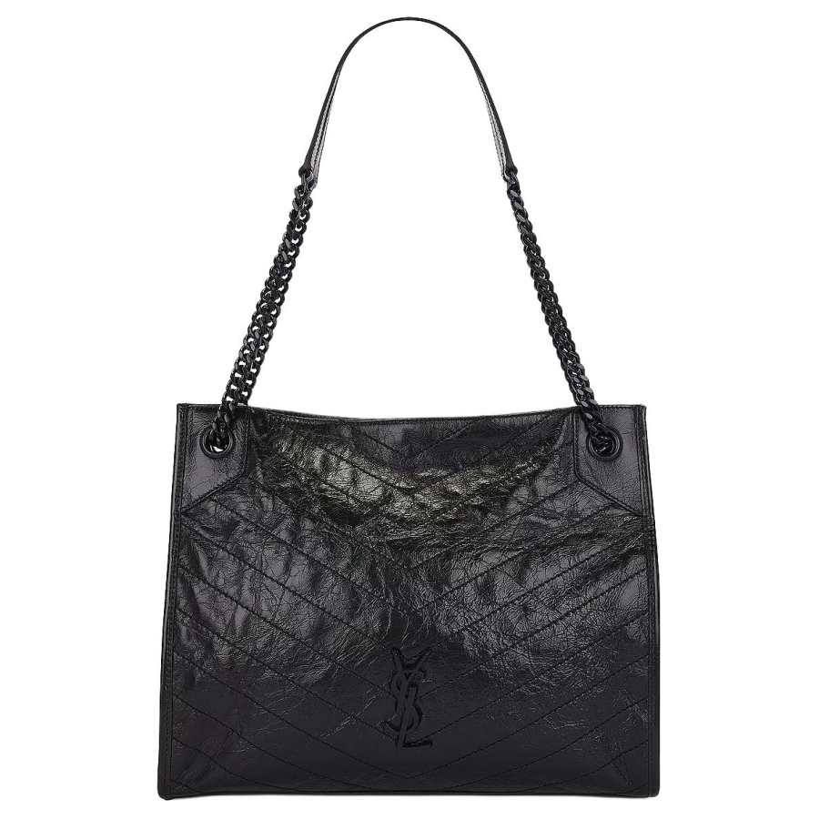 SAINT LAURENT Niki Cow Leather Tote Bag, Shopping Bag, Handbag, Shoulder Bag Medium Women's Black