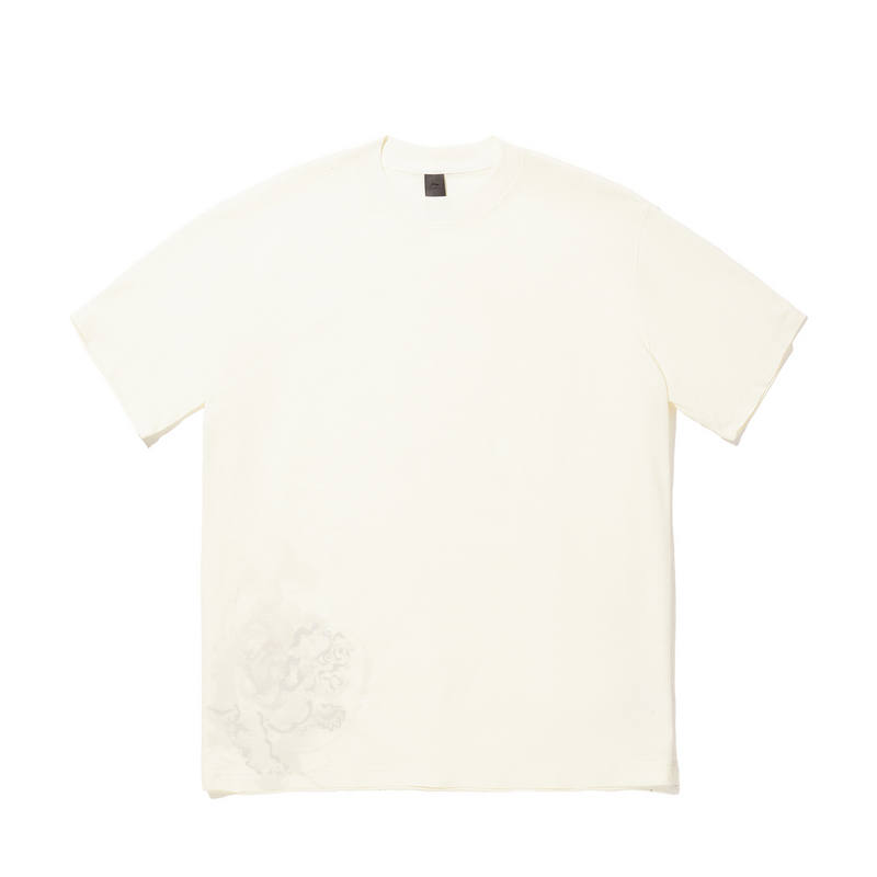 Li-Ning Li Ning T Shirts Men's Papyrus White Crew Neck Moderate Straight Fit