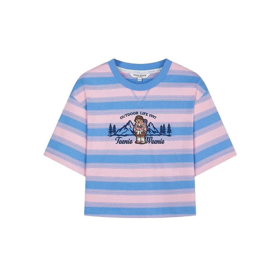 Teenie Weenie T Shirts Women's Color Blocking Crew Neck Moderate Straight Fit