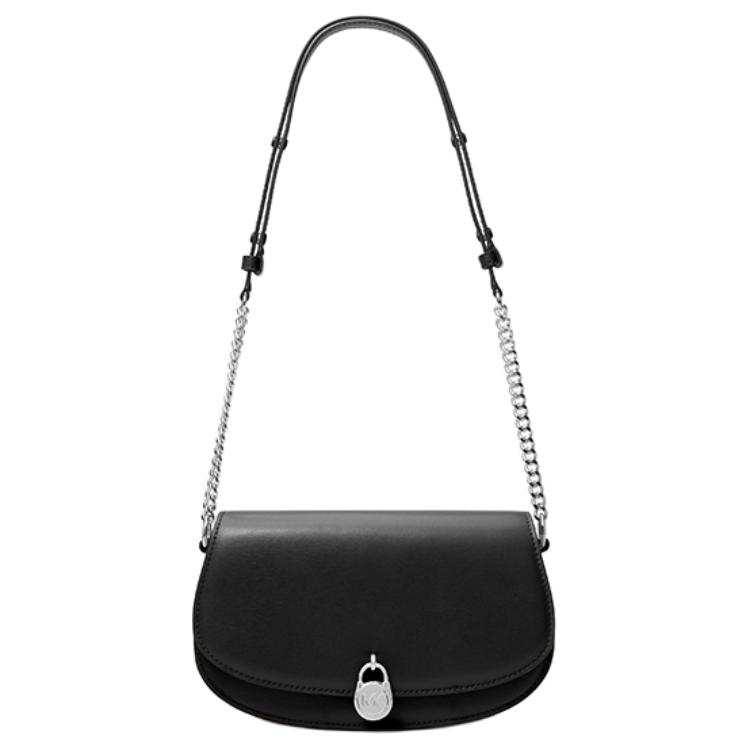 MICHAEL KORS Mila Artificial Leather Saddle Bag, Underarm Bag, Shoulder Bag Medium Women's Black