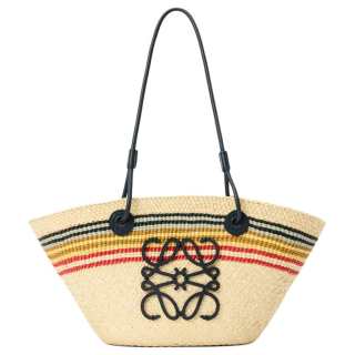 LOEWE Anagram Basket Palm Leaf Shoulder Bag Small Women's Beige