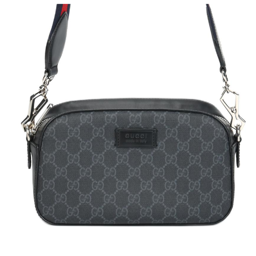 GUCCI Canvas With Leather Camera Bag, Crossbody Bag, Shoulder Bag Small Men's Black Gray