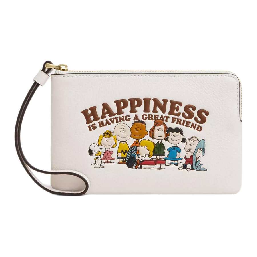 COACH X PEANUTS Collaboration Pebbled Leather Clutch Small Women's Ecru
