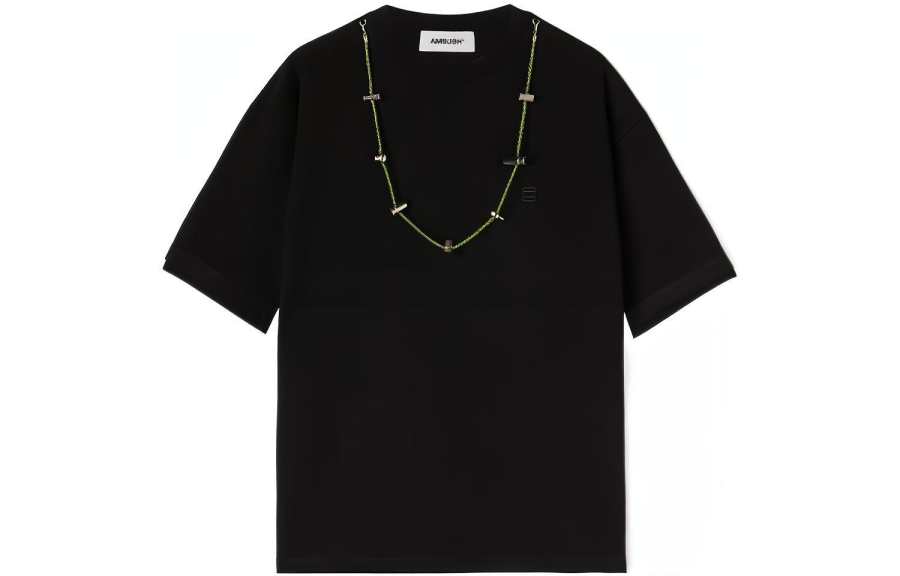 AMBUSH T Shirts Men's Black Crew Neck Moderate Straight Fit