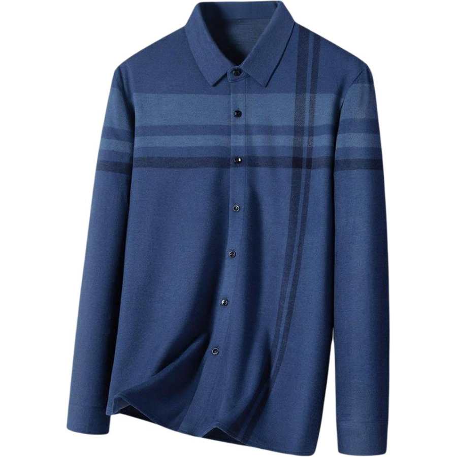 Hodo Shirts Men's Blue Polo Collar Moderate Shirt