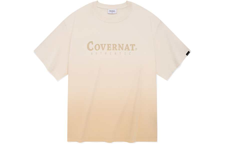 COVERNAT T Shirts Unisex Beige Crew Neck Moderate Straight Fit