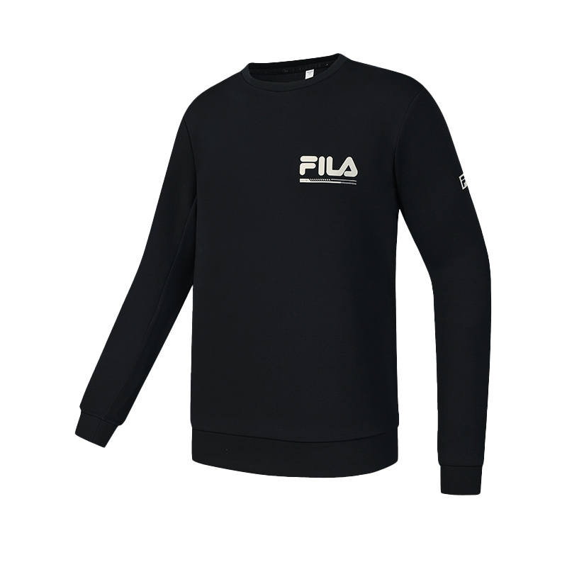 FILA Fitness Knitwear Men's Jet Black BK Crew Neck Moderate
