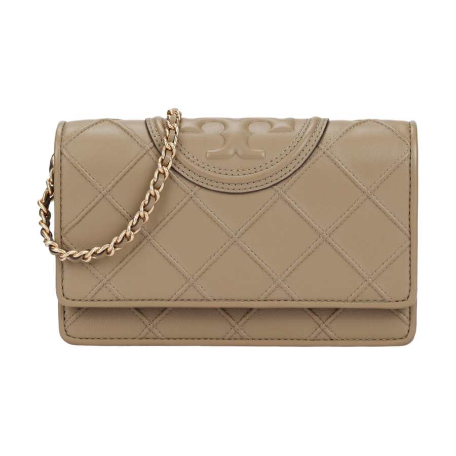 TORY BURCH Fleming Leather Shoulder Bag, Crossbody Bag, Wallet Mini Women's Gravel Brown