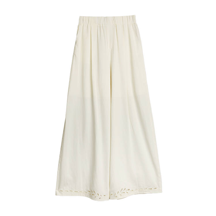 ELLE Casual Pants Women's White Moderate Wide Leg Pants