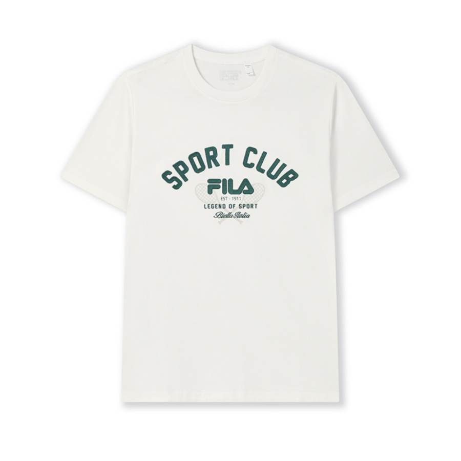 FILA ORIGINALE T Shirts Men's Cloud White WT Crew Neck Moderate Straight Fit