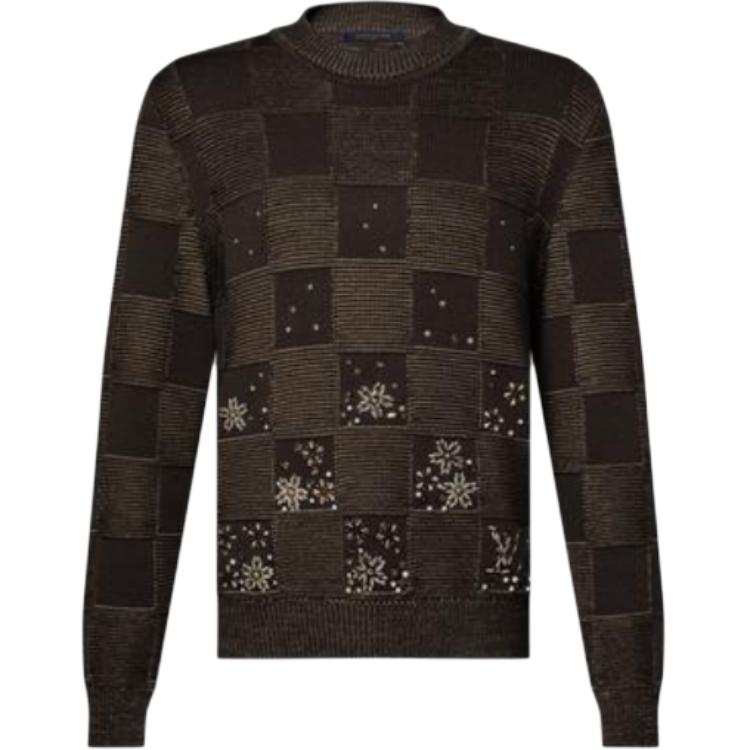 LOUIS VUITTON Lv Damier Embroidered Long Sleeved Crewneck