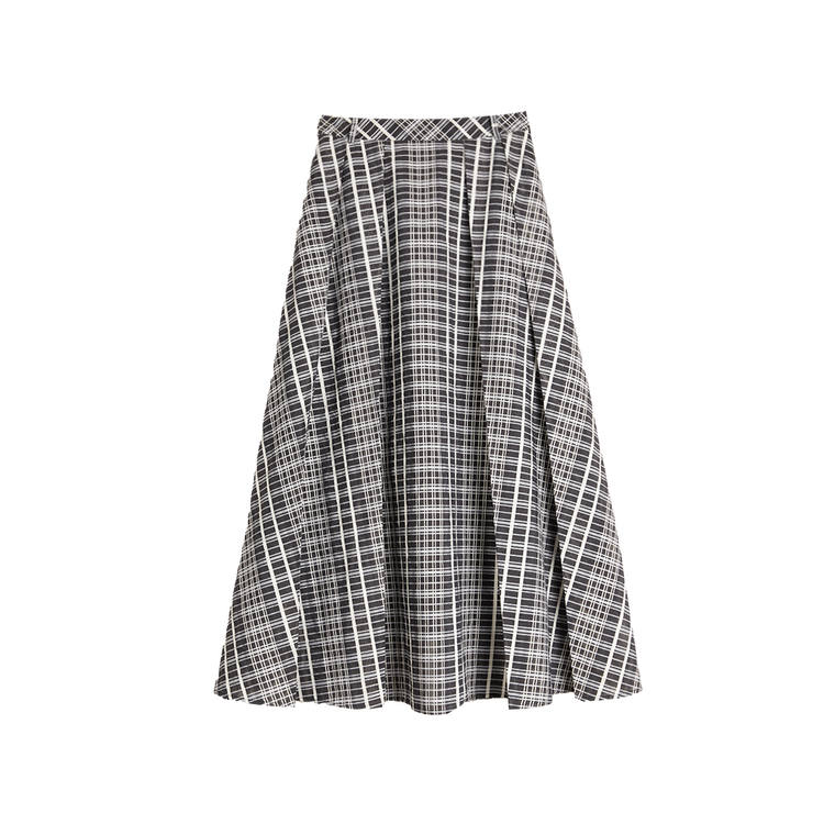 ELLE Casual Long Skirts Women's Black White Thin Mid Length A Line Skirt