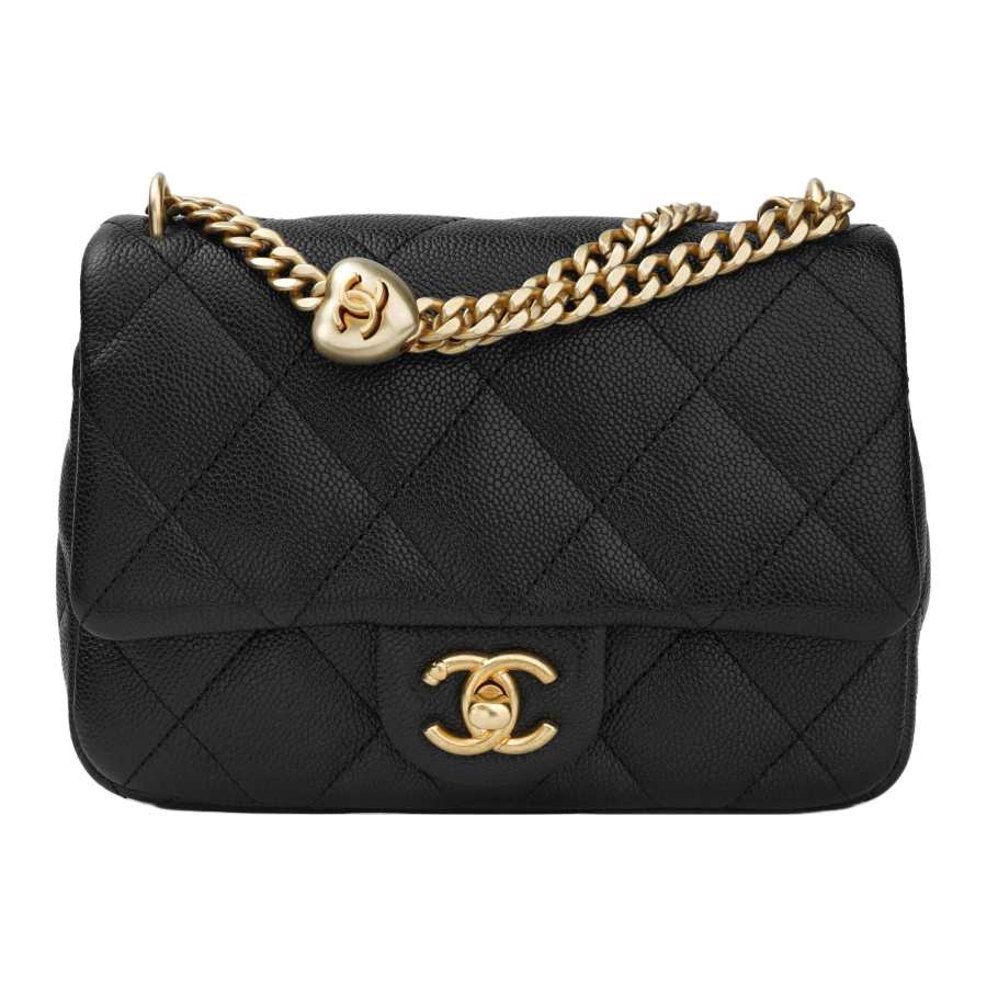 CHANEL Grained Pebbled Cowhide Flap Bag, Shoulder Bag, Crossbody Bag Medium Women's Black