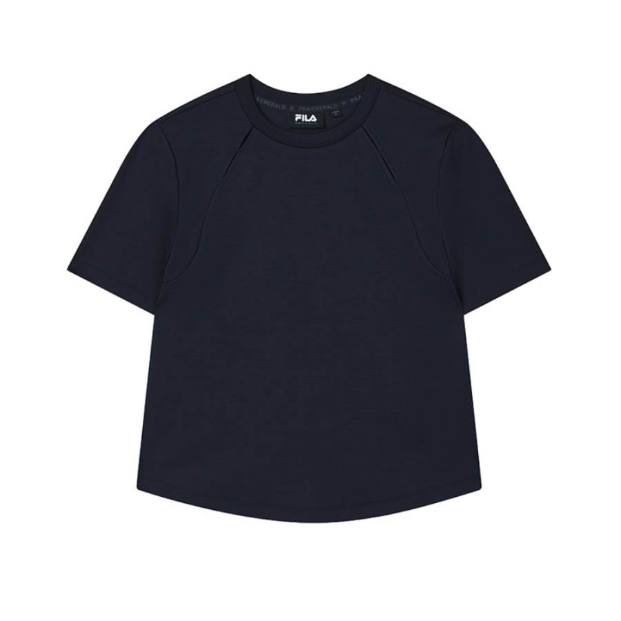 FILA Emerald T Shirts Women's Dome End Blue NV Crew Neck Moderate Straight Fit