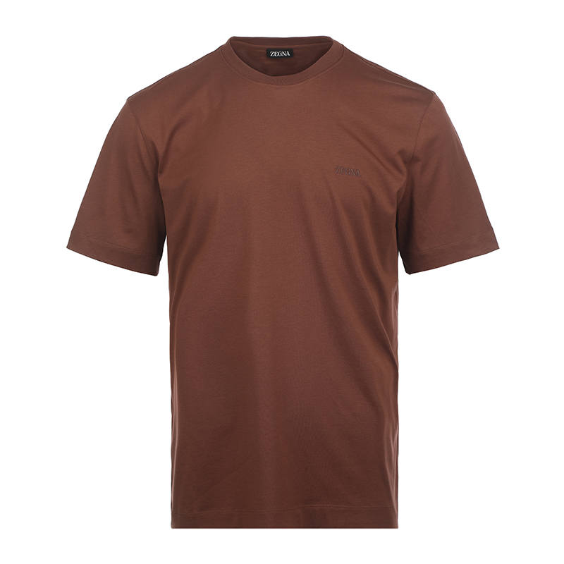 Ermenegildo Zegna T Shirts Men's Coffee Crew Neck Moderate Straight Fit