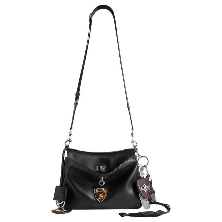 Balenciaga X Automobili Lamborghini Collaboration Rodeo Cow Leather Shoulder Bag, Crossbody Bag Small Men's Black