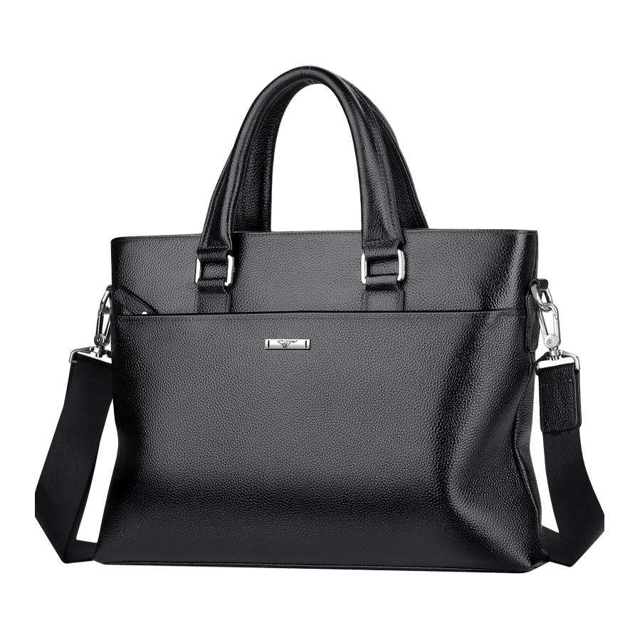 SEPTWOLVES SEPTWOLVES Business Commuting Cow Leather Handbag Regular Men's Black