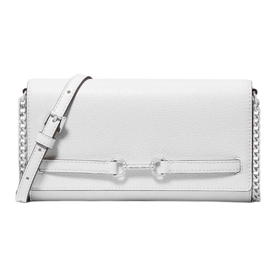 MICHAEL KORS Carson Split Cow Leather With Artificial Leather Crossbody Bags Large Women's White