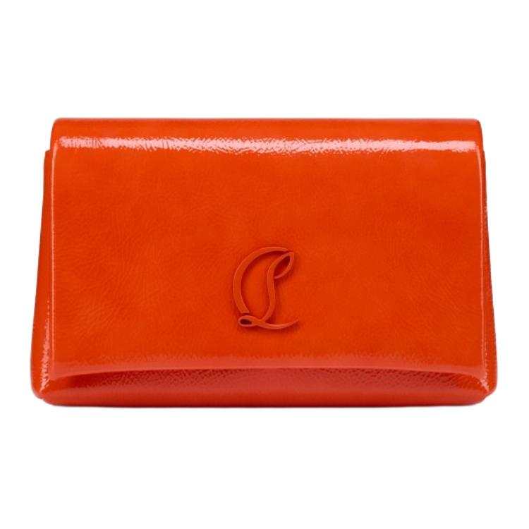 Christian Louboutin CL Patent Leather Calfskin Handbag, Shoulder Bag Women's Orange