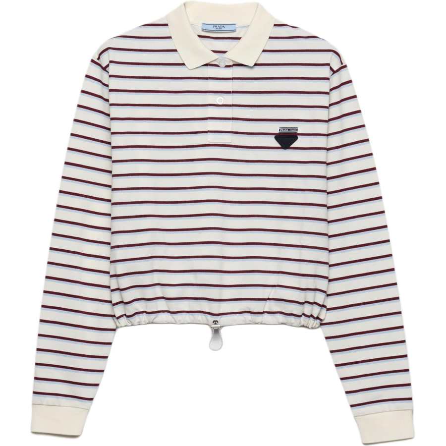 PRADA Polo Shirts Women's Ivory Polo Collar Moderate