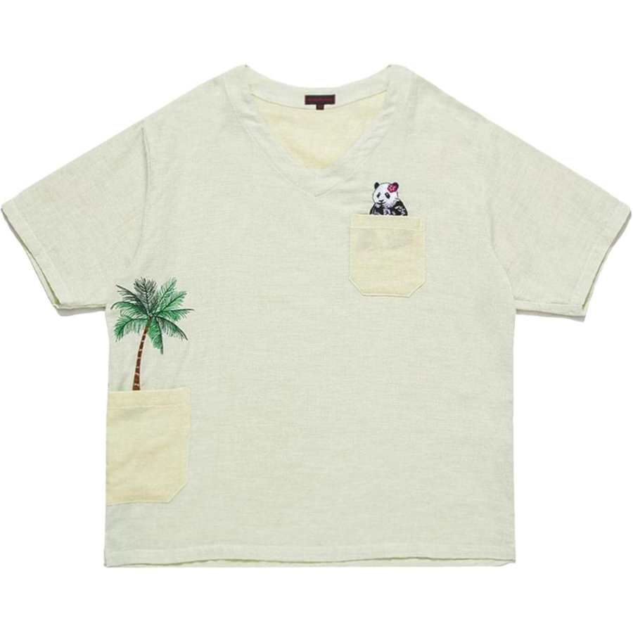 CLOT T Shirts Men's Beige V Neck