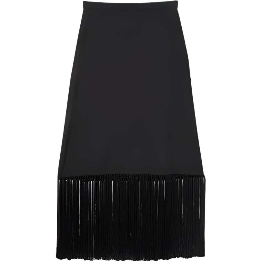 Burberry Leather Long Skirt Women's Black