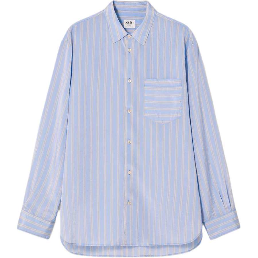 ZARA ZARA Shirts Men's Blue Lapel Moderate