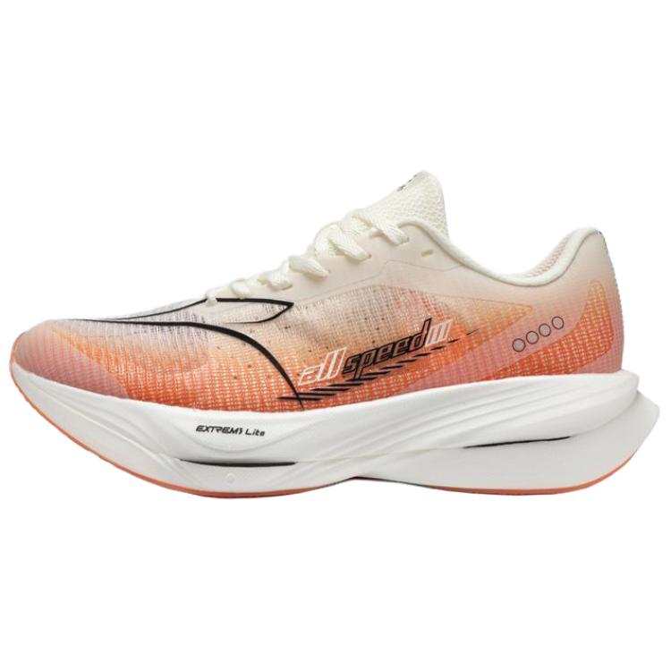 361° Speeding Running Shoes Men's Low Top Feather White, Fluorescent Super Orange