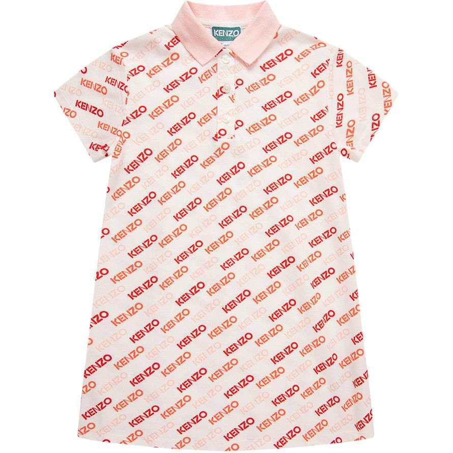 KENZO Dress SS24 Gray White Kids'