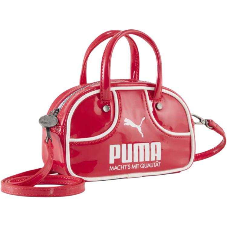 PUMA Silver Hardware Bowling Bag, Shoulder Bag, Crossbody Bag, Handbag Regular Women's Red