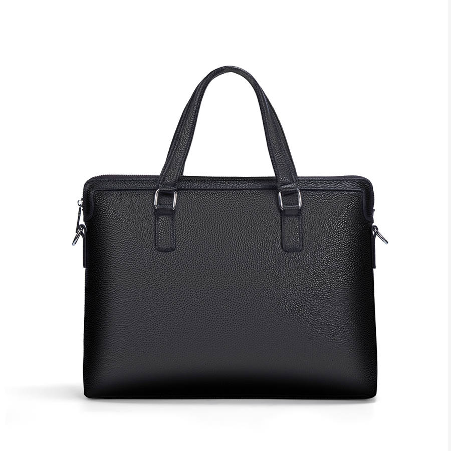 LAORENTOU Top Grain Cow Leather Briefcase Men's Black