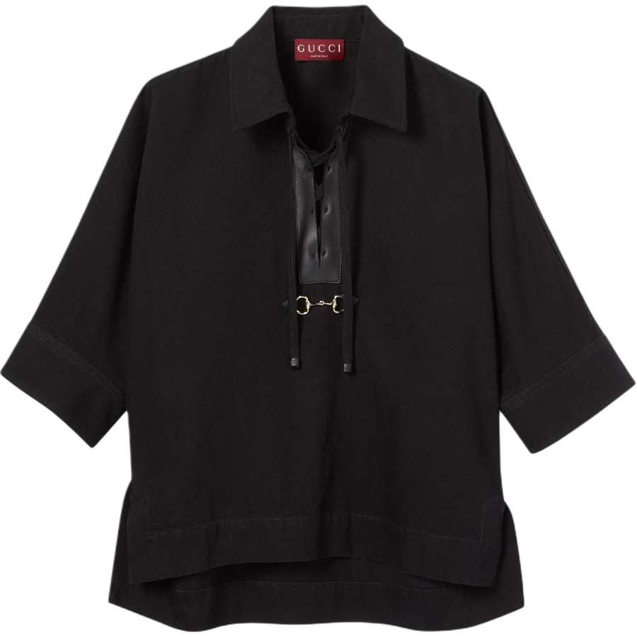 GUCCI Shirts Women's Black Lapel Moderate