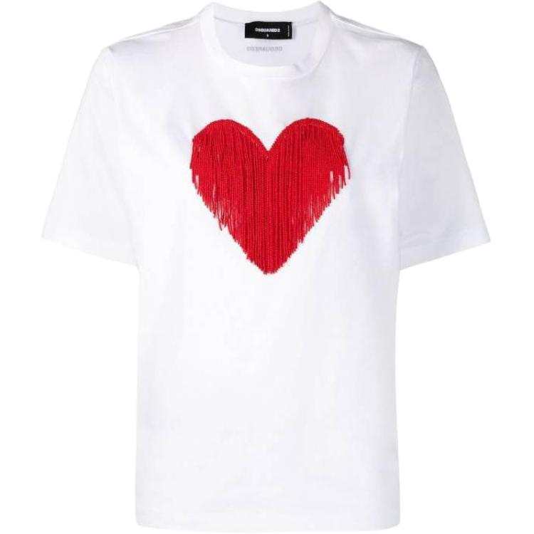 DSQUARED 2 Dsquared2 Heart Embellished Crewneck T Shirt
