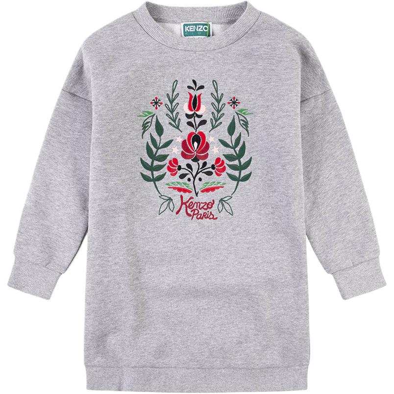 KENZO Long Sleeved Dress Gray Kids'