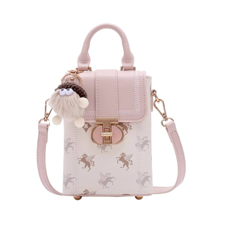 PAYOT Microfiber Synthetic Leather Shoulder Bag, Crossbody Bag, Handbag Regular Women's White Pink