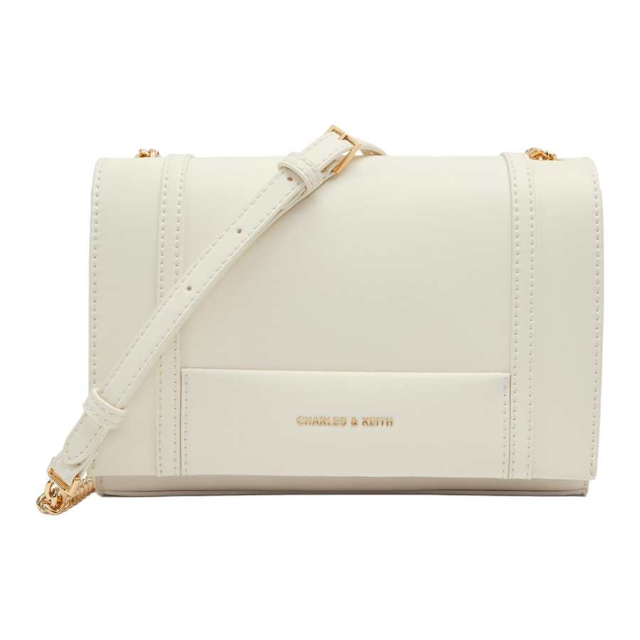 CHARLES&KEITH Pu Crossbody Bag, Shoulder Bag Small Women's Milk White/Tawny