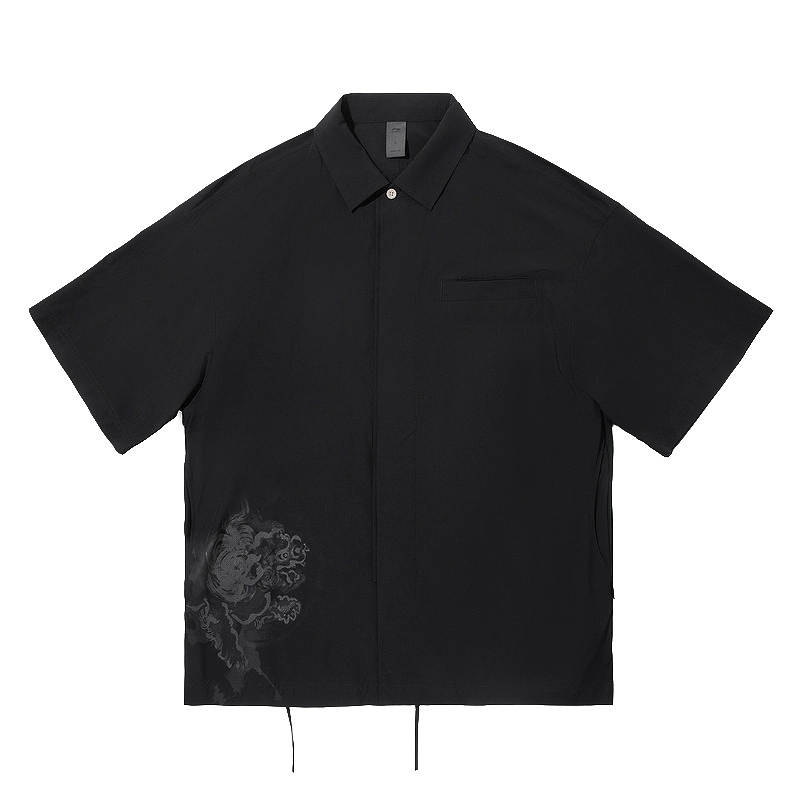 Li-Ning Li Ning Shirts Men's Black Lapel Moderate Shirt