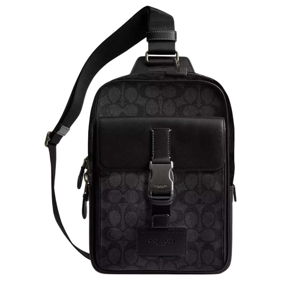 COACH COACH Track Coated Canvas Sling Bag Small Men's Black