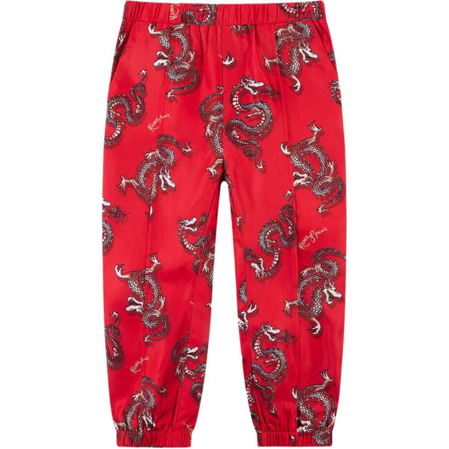 KENZO Full Length Pants Kids' Apparel Year Of The Dragon' Printed Trousers Red Kids'