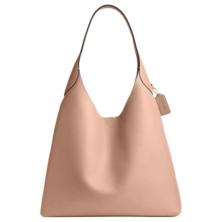COACH Brooklyn Natural Grain Leather HOBO Shoulder Bag Large Women's Brass & Cream